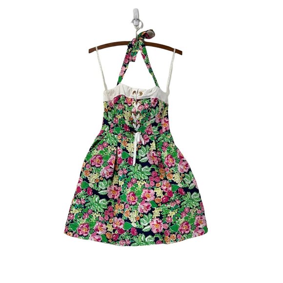 Lilly Pulitzer Womens Multicolored Floral Lace Up Corset Halter Toni Dress 0 - Picture 1 of 7